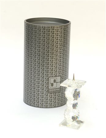 Piccolo candeliere Swarovsky in cristallo sfaccettato, con custodia originale...