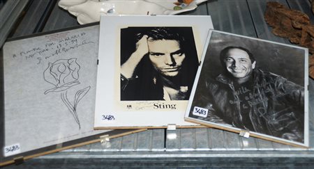 Lotto composto da una foto autografa di Sting e un disegno autografo di...
