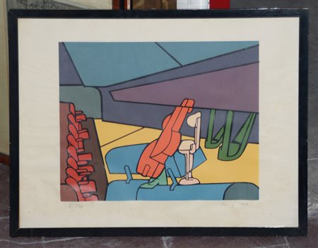 Valerio Adami (Bologna 1935) "Senza titolo" 1968. Litografia a colori (cm...