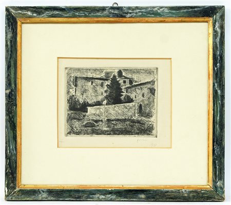 Alberto Vitali "Paesaggio 1931" acquaforte (cm 18x23) Firmata e datata a...