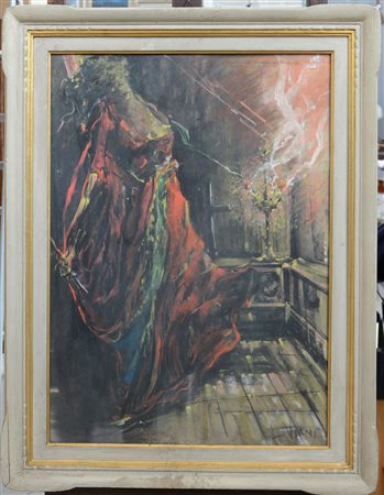 Viani L. "Figura" tecnica mista su cartoncino (cm 70x50) firmato in basso a...