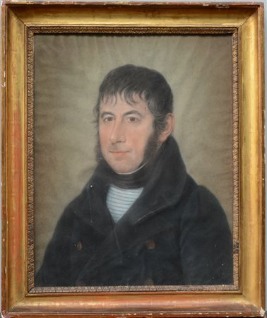 Scuola del secolo XIX "Ritratto di gentiluomo" pastello su cartoncino (cm...