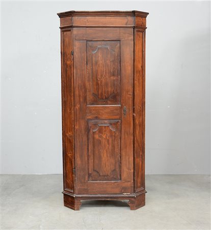 Angoliera ad un'anta pannellata. Gambe rastremate. Sec. XIX (cm 83x176x48)