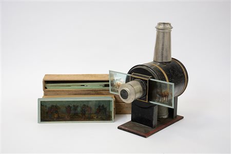 Visore in metallo con lastre in vetro e scatola in legno originali, inizio...