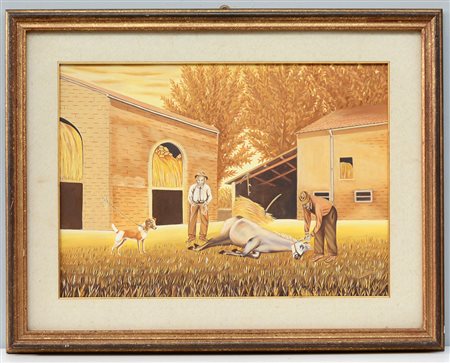 Cavallini Fernando "Il cavallo morente" olio su tela (cm 50x70). Firmato in...