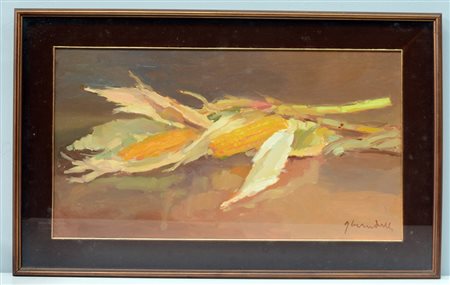 Benedetti Guglielmo "Pannocchie" olio su tela (cm 45x80) Firmato in basso a...