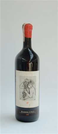Barbera D'Asti 1997 con etichetta all'acquaforte da Sassu (difetti)
