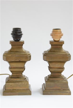 Coppia di abat jour a balaustro in bronzo (h cm 24)