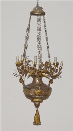 Lampadarietto a sei fiamme in metallo in stile impero (difetti)