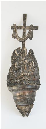 Acquasantiera in argento raffigurante Deposizione. Regno Lombardo-Veneto,...