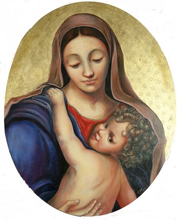 CARLA MOISO Venezia, 1955 " Madonna con bambino " anno 2014 olio su tela con...