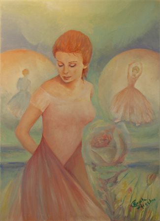 ROSITA SFISCHIO Foggia,1934 " Come un fiore " anno 2016 olio su tela 70x50 cm...