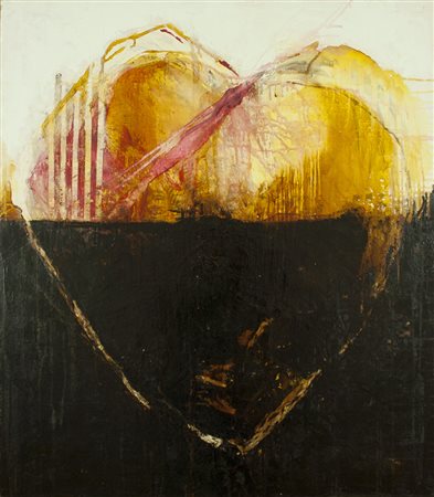 FABIO CICUTO Roma 1960 " Big heart n. 3 " anno 2015 olio e catrame su tela...