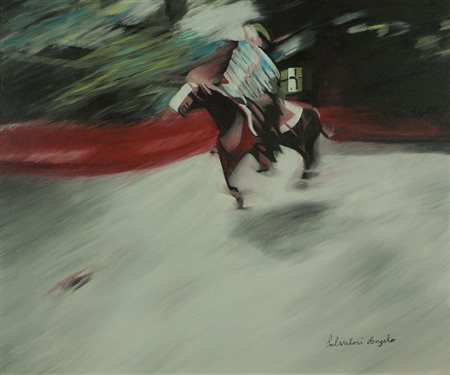 ANGELO SALVATORI Torre Cajetani, 1940 " Cavallo in velocità " anno 2005 olio...