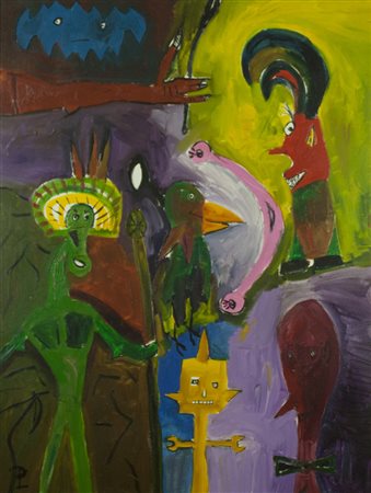 LUCA PINELLI Sarzana, 1980 " Disarmonia della vita magica " anno 2015 olio su...