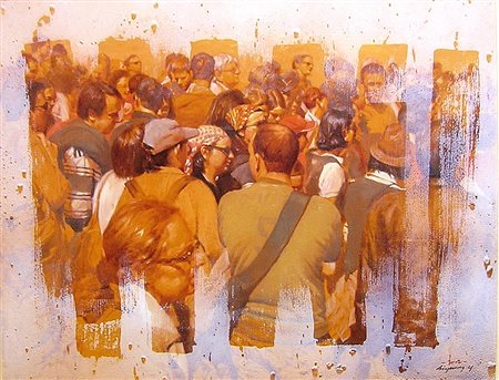 YOON SI-YOUNG Chung-Buk, 1959 " Dove sono io " anno 2002 olio su tela 80x100...