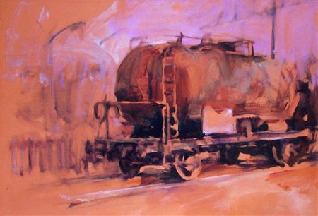 PAOLO DEL GIUDICE Treviso, 1952 " Relitto " olio su tavola 70x100 cm...