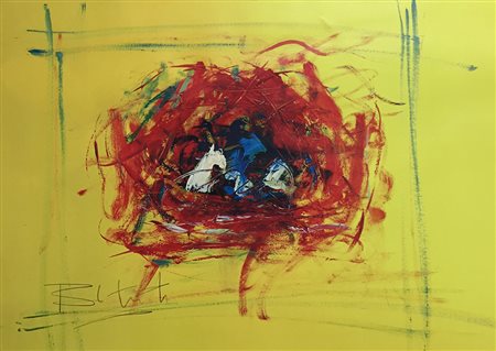 FRANCESCO BITONTI San Giovanni in Fiore " Senza titolo " olio su carta 50x70...