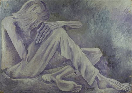 MARALBA FOCONE Napoli, 1946 " Come le canne: il vento " olio su cartone...