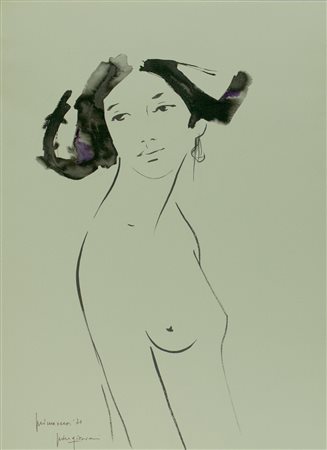 MARIO PIERGIOVANNI " Primavera " anno 1971 guazzo su carta 70,5x50,5 cm...