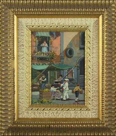 Lotto unico di n. 2 opere: 113a) MAURO BARRA Napoli olio su tavola 24x18cm...