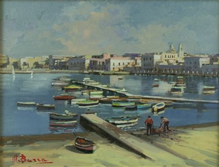 MAURO BARRA Napoli olio su tavola 30x40 cm firmato al fronte e al retro; con...