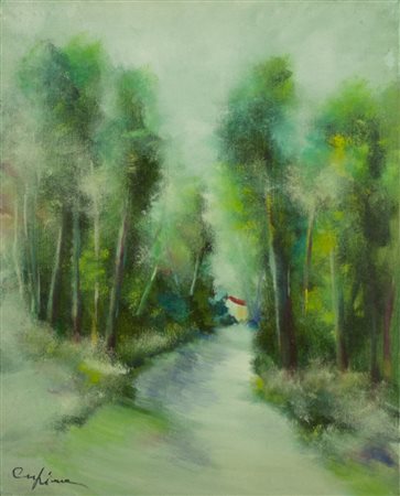 lotto unico di n. 2 pezzi: 128 a) RENATO CRESPINA olio su tela 50x40 cm...