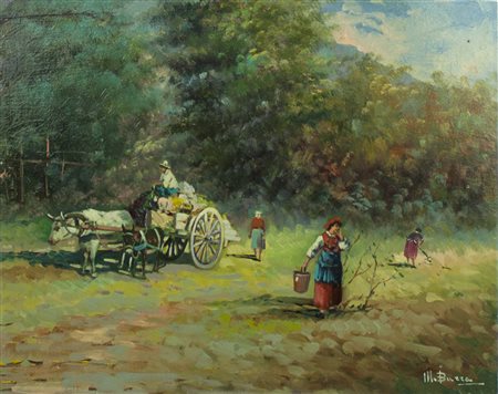 MAURO BARRA Napoli olio su tavola 40x50 firmato al fronte e al retro