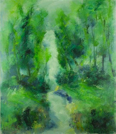 RENATO CRESPINA anno 1979 olio su tela 60x50 cm fiirmato al fronte e al retro