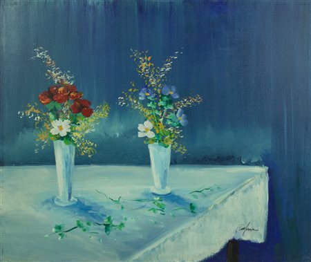 RENATO CRESPINA olio su tela 50x60 cm fiirmato al fronte e al retro