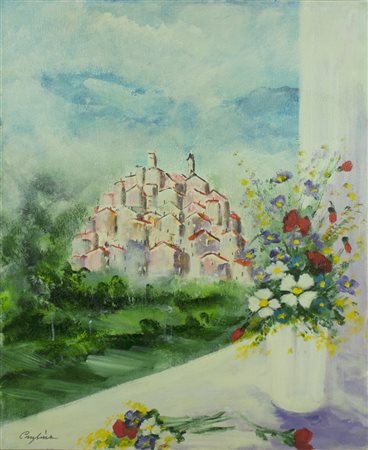 RENATO CRESPINA olio su tela 60x50 cm fiirmato al fronte e al retro