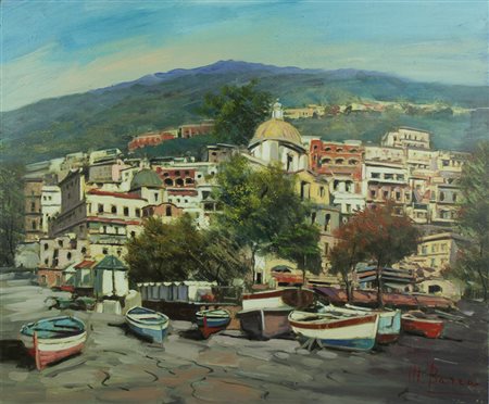 MAURO BARRA Napoli olio su tavola 50x60 cm firmato al fronte e al retro