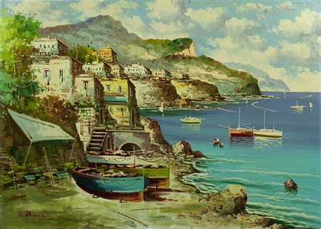 MAURO BARRA Napoli olio su tela 50x70 cm firmato al fronte e al retro
