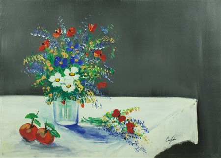 RENATO CRESPINA olio su tela 50x70 cm fiirmato al fronte e al retro