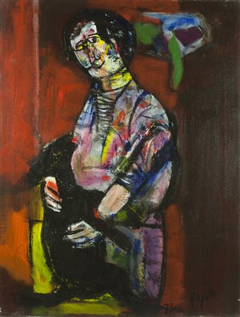 GUIDO PAJETTA Monza, 1898 – Milano, 1987) " L' uomo e il suo cane nero " anno...