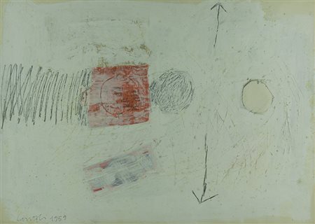 CLAUDIO CINTOLI Imola,1935-Roma, 1978 olio e tecnica mista e collage su...