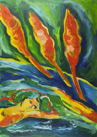 MIMMO GERMANÀ Catania, 1944 - 1992 olio su tela 100x70 cm anno 1990 firmato e...