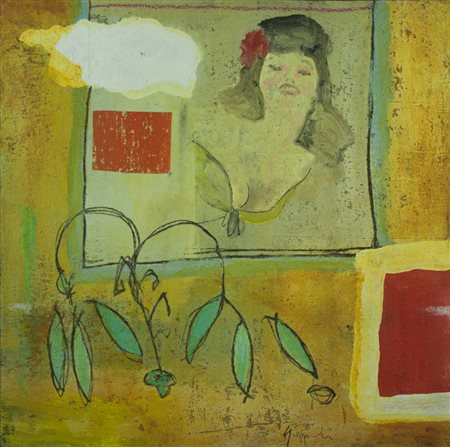 LUCA GIOVAGNOLI Rimini, 1963 " Foto ricordo " anno 2003 olio su tela di juta...