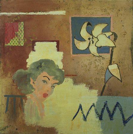 LUCA GIOVAGNOLI Rimini, 1963 " Nascosta in giardino " anno 2003 olio su tela...