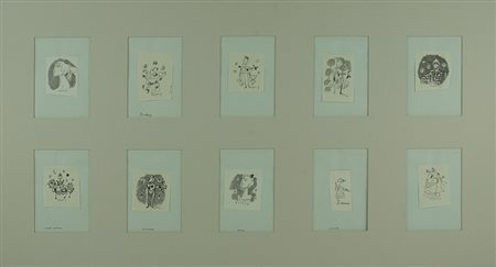 FRANCO ROGNONI Milano 1913-1999 Lotto unico di n. 10 chine su carta misure...