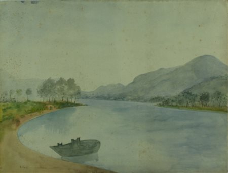 UMBERTO LILLONI Milano, 1898 – 1980 " Paesaggio lacustre " anno 1938...