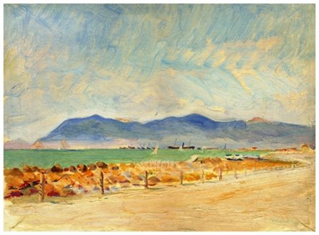 SANTI MACCHIA Pisa 1884 – Pisa 1964 Marina di Carrara Olio su cartone 24,5 x...