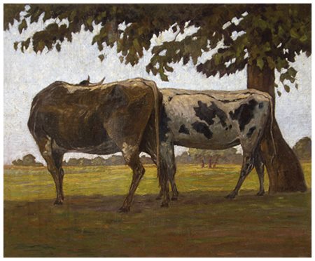 FERRUCCIO PIZZANELLI Pisa 1879 – Pisa 1950 Buoi al pascolo 1936 Olio su tela...