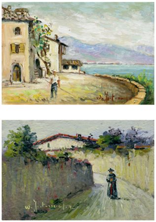 WALTER FISTERMAYER Lucca Lotto composto di 2 opere: Senza titolo Olio su...
