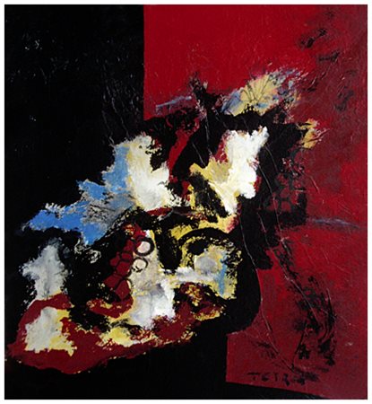 PETRI Senza titolo Olio su carta accoppiata a faesite 54,5 x 48,5. Firma in...