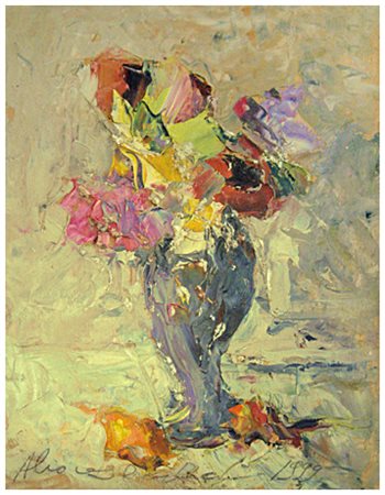 PAOLO MASSIMO ABRAMS Livorno 1952 Senza titolo 1999 Olio su tavola 44,5 x 34....