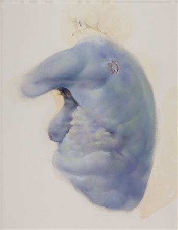 RENZO VESPIGNANI 1924 - 2001 Carne d'ebreo, 1974 Olio su cartone, cm. 87,5 x...