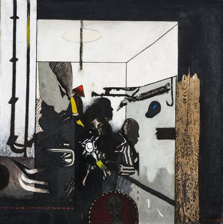 GIANFRANCO FERRONI 1927 - 2001 Esecuzione, 1964 Olio su tela, cm. 60 x 60...