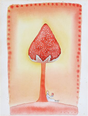JEAN MICHEL FOLON 1934 - 2005 Strawberry fields, 1998 Acquerello su carta,...