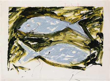 MARIO SCHIFANO 1934 - 1988 Senza titolo, 1980-82 Smalto su tela, cm. 60 x 80...